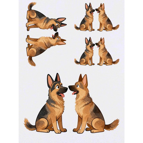 German shepherd pair - shepherd, pair'